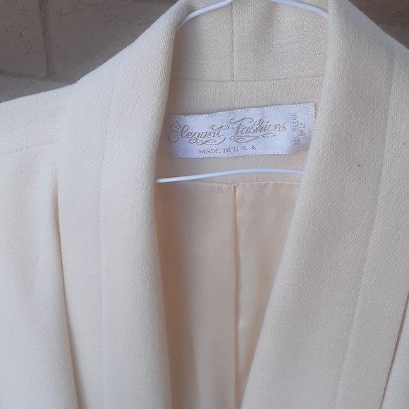 Vintage Elegant Fashions Cream Ivory Wool Swing Coat blazer shawl collar - Picture 3 of 11